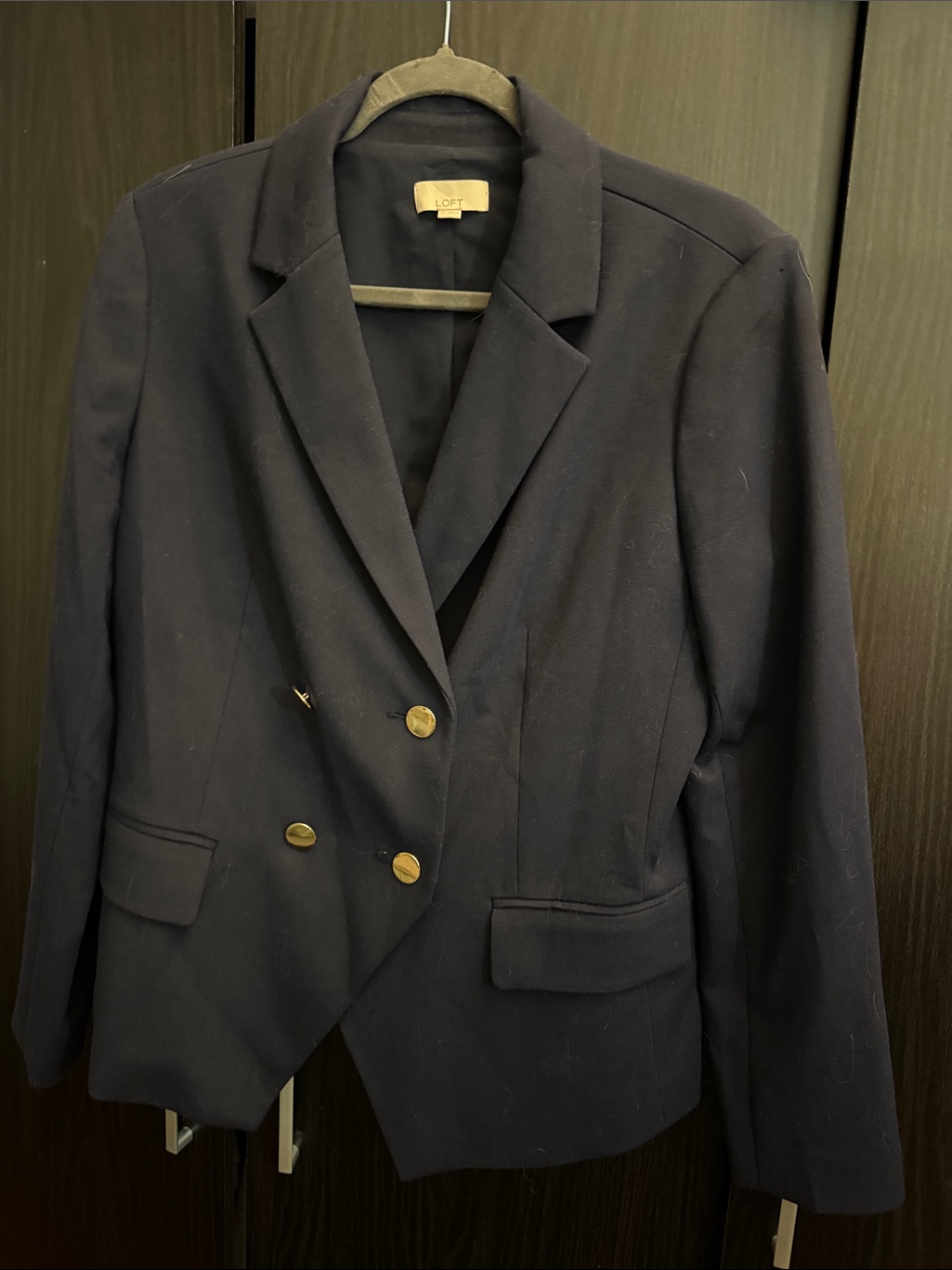 Loft Navy Double-Breasted Blazer With Gold Buttons